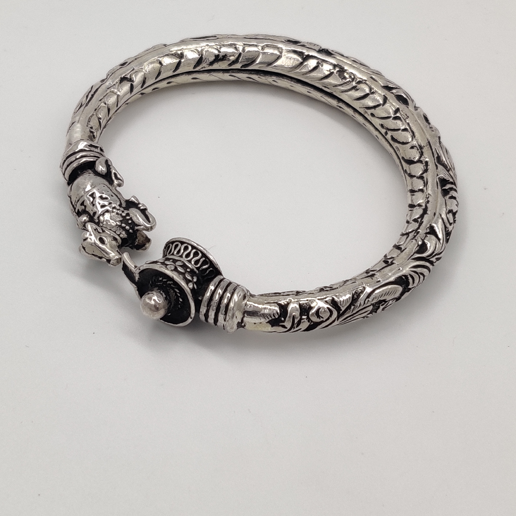 925 Silver Shiv Linga And Nandi Design Men's Kada - Image 5