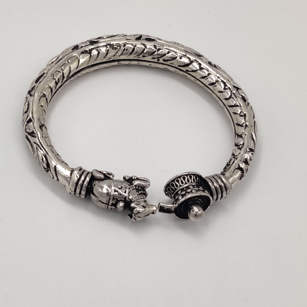 925 Silver Shiv Linga And Nandi Design Men's Kada - Image 4