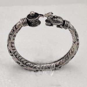 925 Silver Shiv Linga And Nandi Design Men's Kada