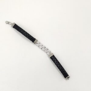 925 Sterling Silver Leather Bracelet For Men