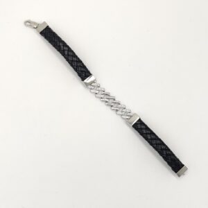 925 Sterling Silver Leather Bracelet For Men