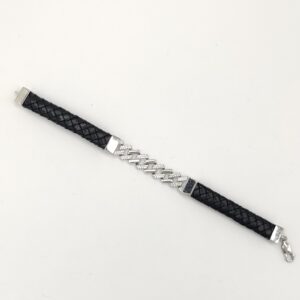 925 Sterling Silver Leather Bracelet For Men