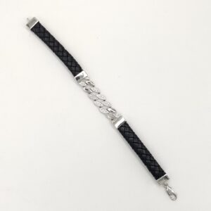 925 Sterling Silver Leather Bracelet For Men