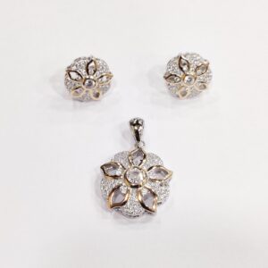 925 Sterling Silver Flower Shape Pendant Set