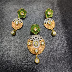925 silver antique fusion gold polish pendant set