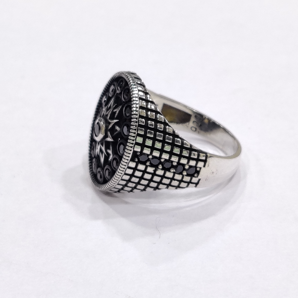 925 Sterling Silver Black Cz Turkish Gent's Ring - Image 2