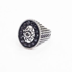 925 Sterling Silver Black Cz Turkish Gent's Ring