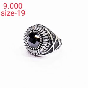925 Sterling Silver Black Stone Turkish Gent's Ring