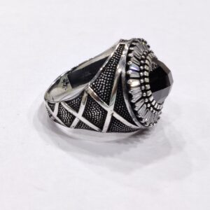 925 Sterling Silver Black Stone Turkish Gent's Ring