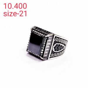 925 Sterling Silver Black Stone Turkish Gent's Ring
