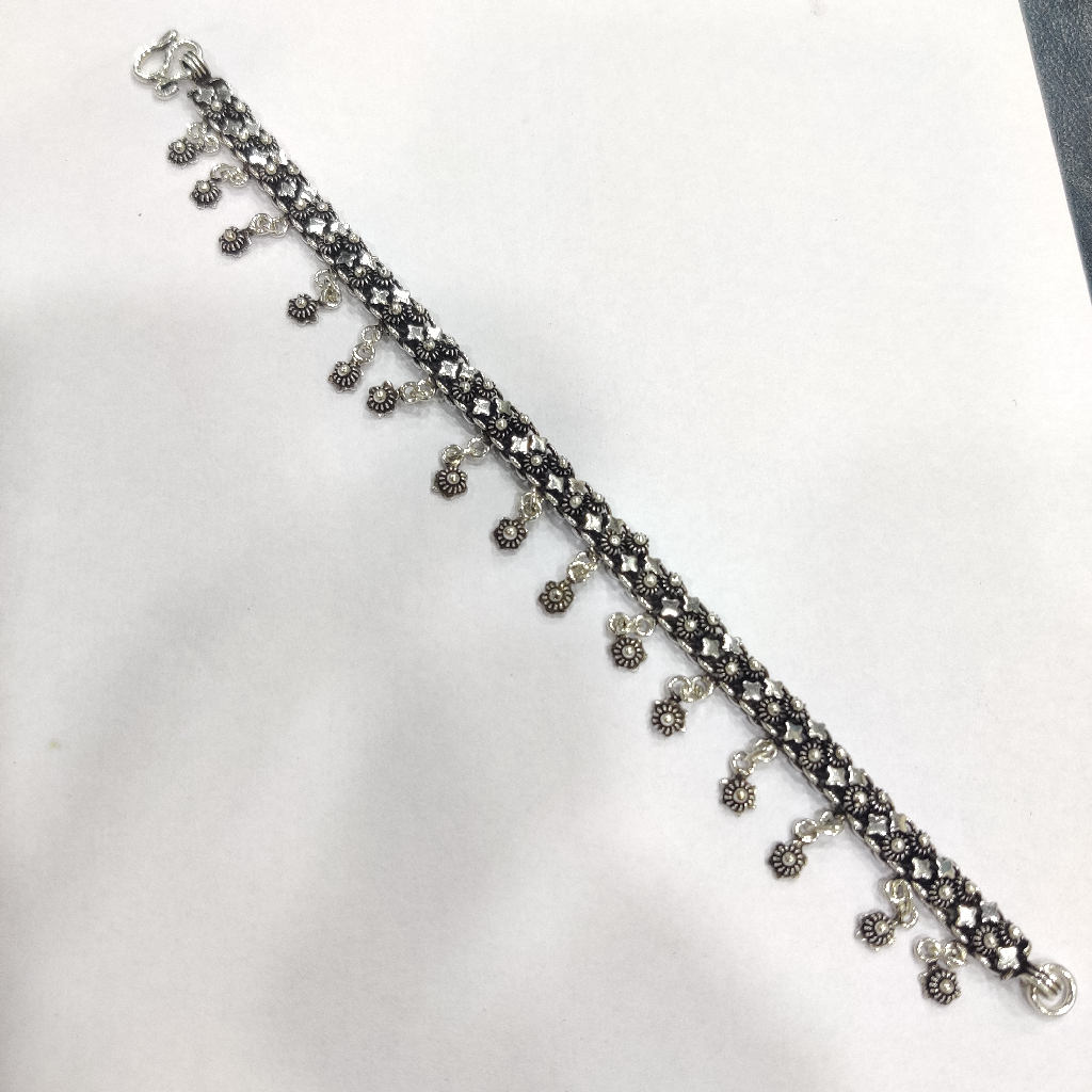 925 Sterling Silver Ladies Oxidised Charms Bracelet