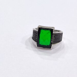 925 Sterling Silver Gent's Ring With Green Stone