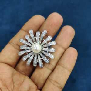 925 Sterling Silver Flower Shape Brooch