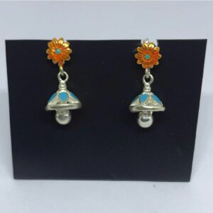 925 silver enamel jhumka earrings