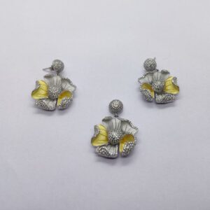 925 sterling silver yellow flower pendant set