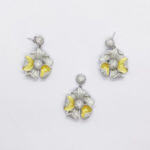925 sterling silver yellow flower pendant set
