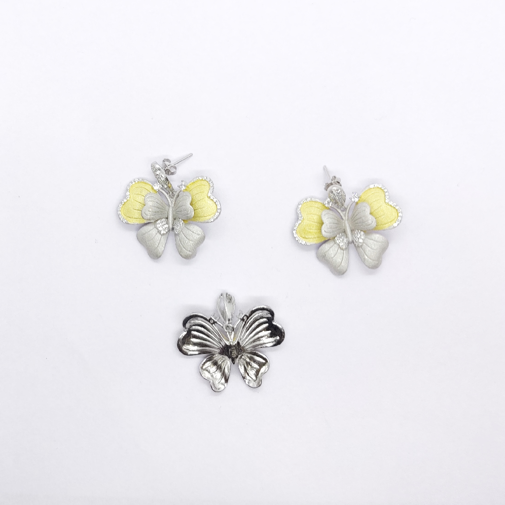 925 sterling silver designer butterfly pendant set