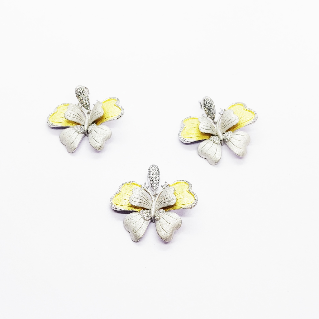 925 sterling silver designer butterfly pendant set
