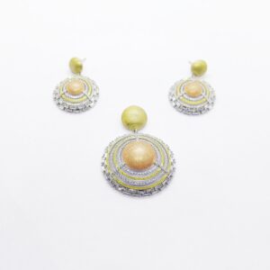 925 sterling silver designer round shape pendant set