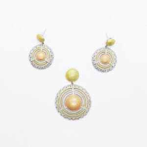 925 sterling silver designer round shape pendant set