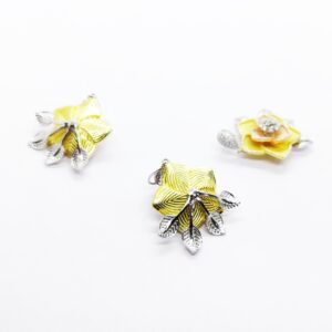 925 sterling silver yellow flower  pendant set