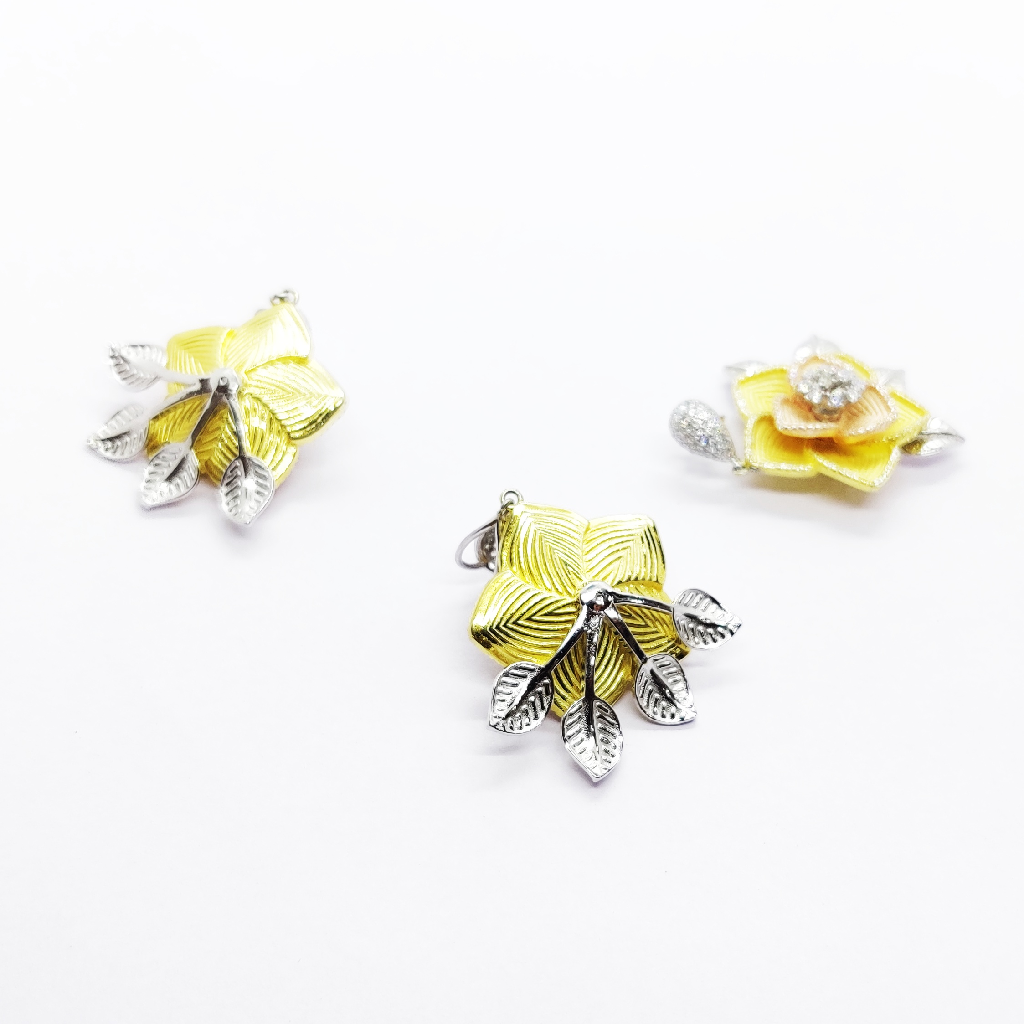 925 sterling silver yellow flower  pendant set