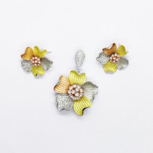 925 sterling silver multicolor designer pendant set