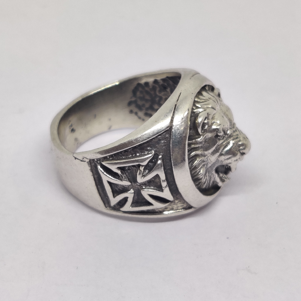 925  sterling silver lion design mens ring
