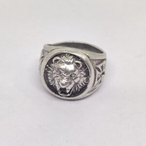 925  sterling silver lion design mens ring