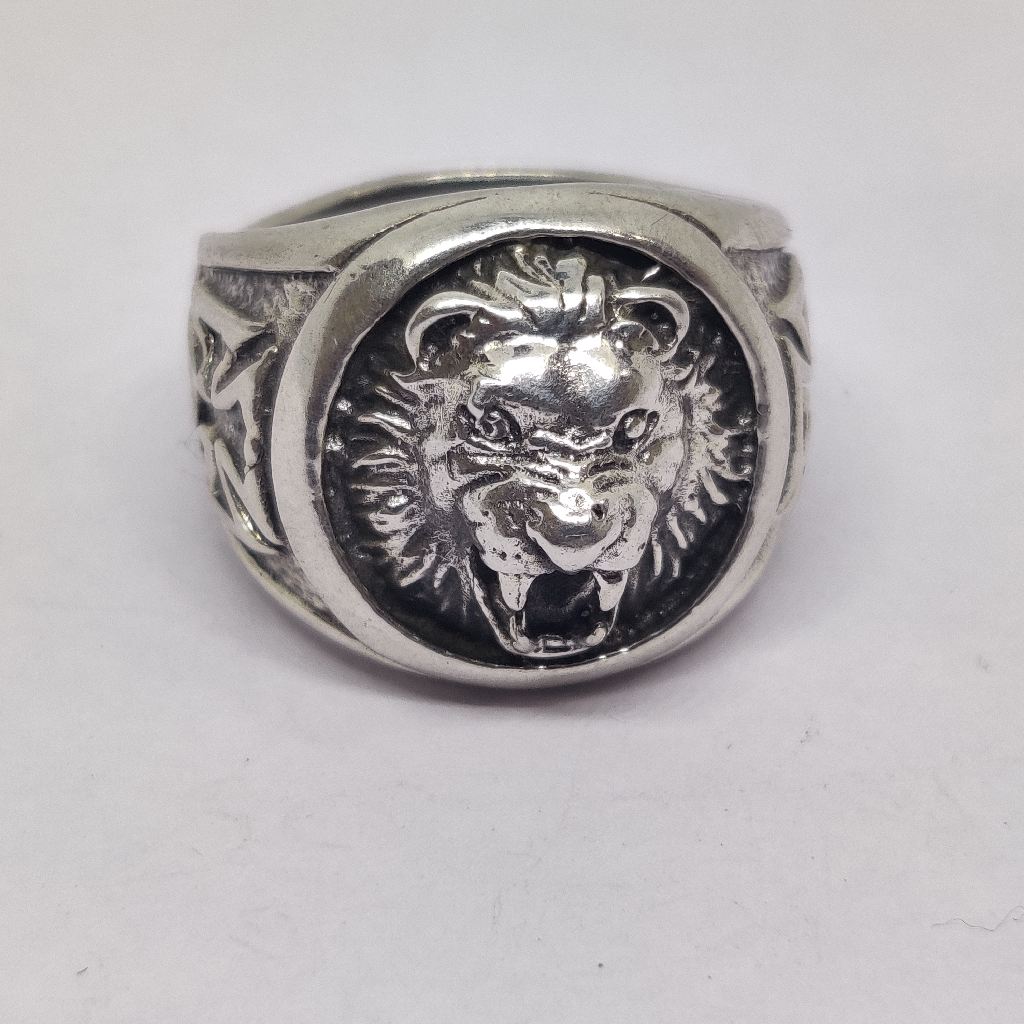 925 sterling silver lion design mens ring