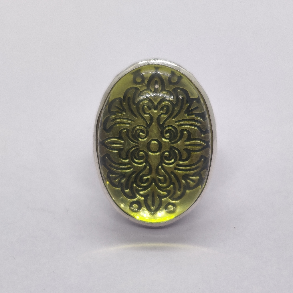 925 sterling silver yellow stone gents ring