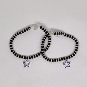 925 silver Star black beads baby bracelet