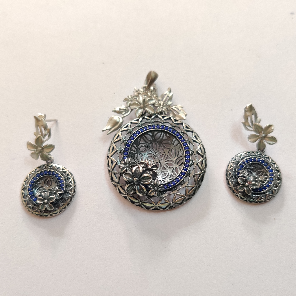 925 silver antique plating pendant set