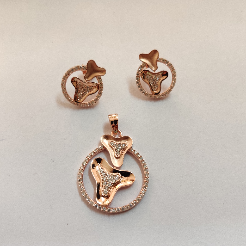 925 silver rose gold plating pendant set