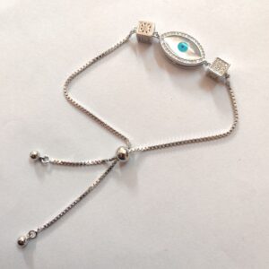 92.5 sterling silver Real Mother of pearl Evil eye Bracelet