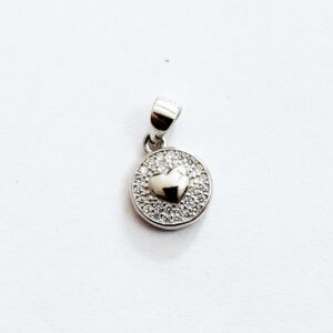 92.5 sterling silver Heart in Round pendant