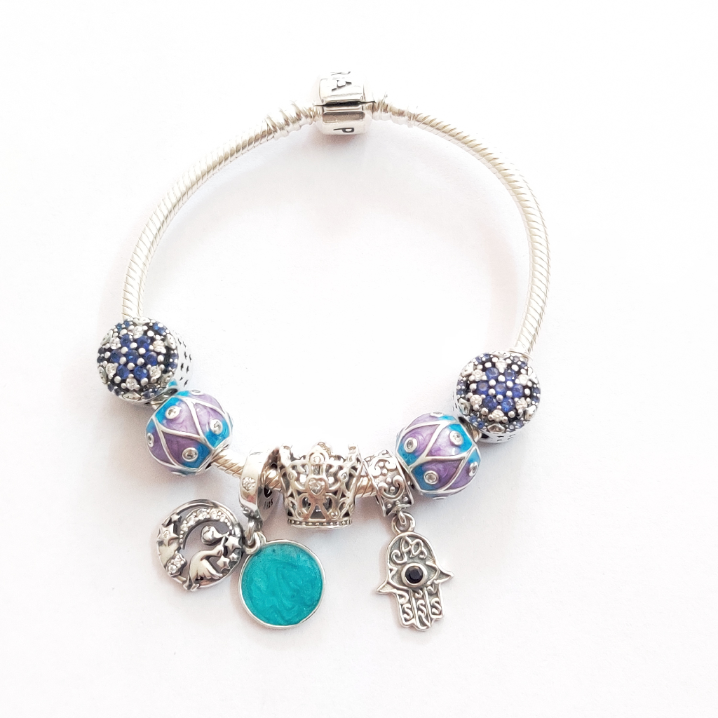 92.5 sterling silver ladies bracelet with Charms