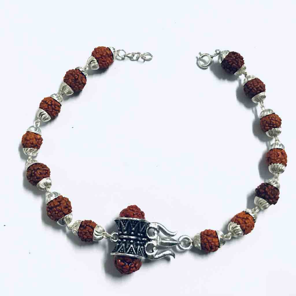 925 sterling silver Rudrax bracelet with pendant