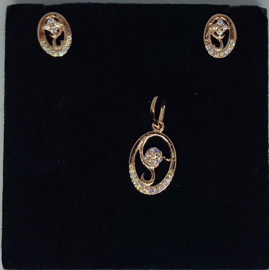 925 sterling silver Rosegold plated pendant sets