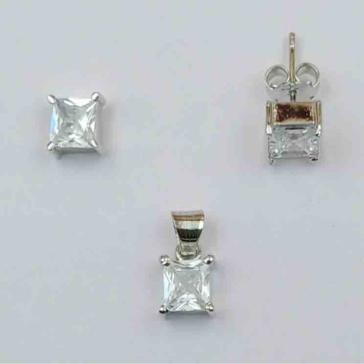 925 silver single stone pendant sets - Image 2