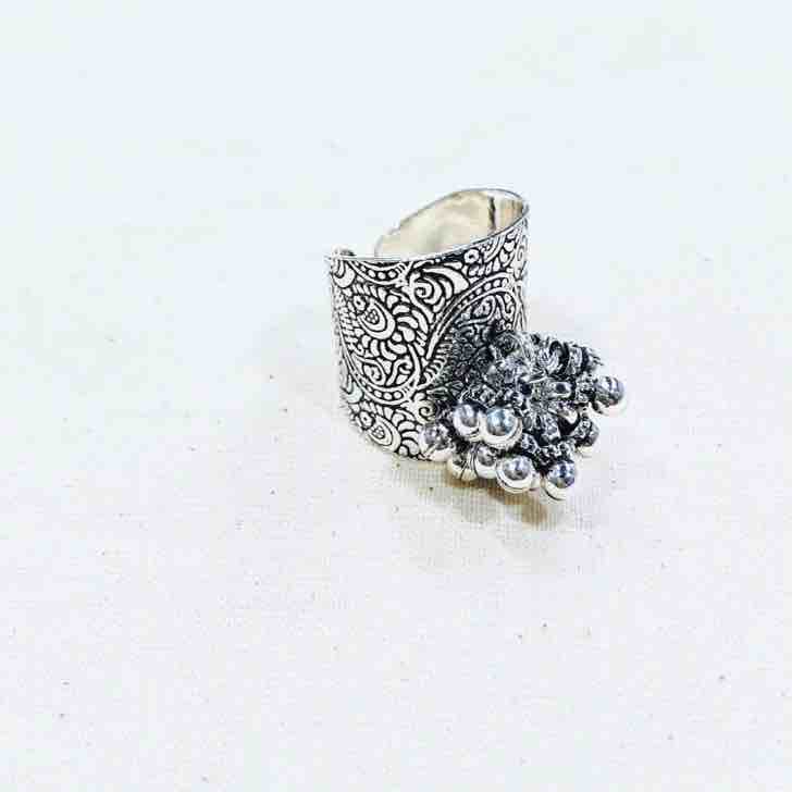 Antique Oxodise polish Adjustable 925 sterling silver ladies ring
