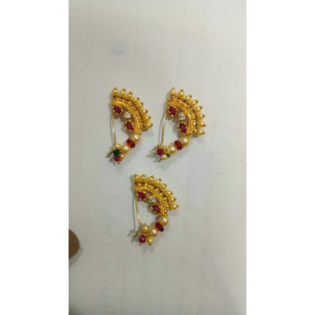 916 Gold Red Beaded Ladies Nath - Image 5
