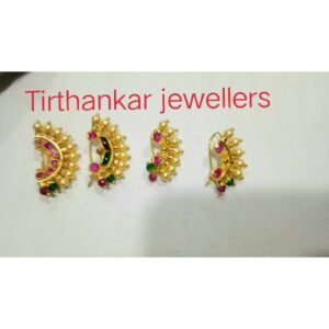 916 Gold Red Beaded Ladies Nath