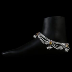 Fancy Yellow Stoned Silver Payal