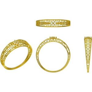 18KT Gold Modern Diamond Gents Ring