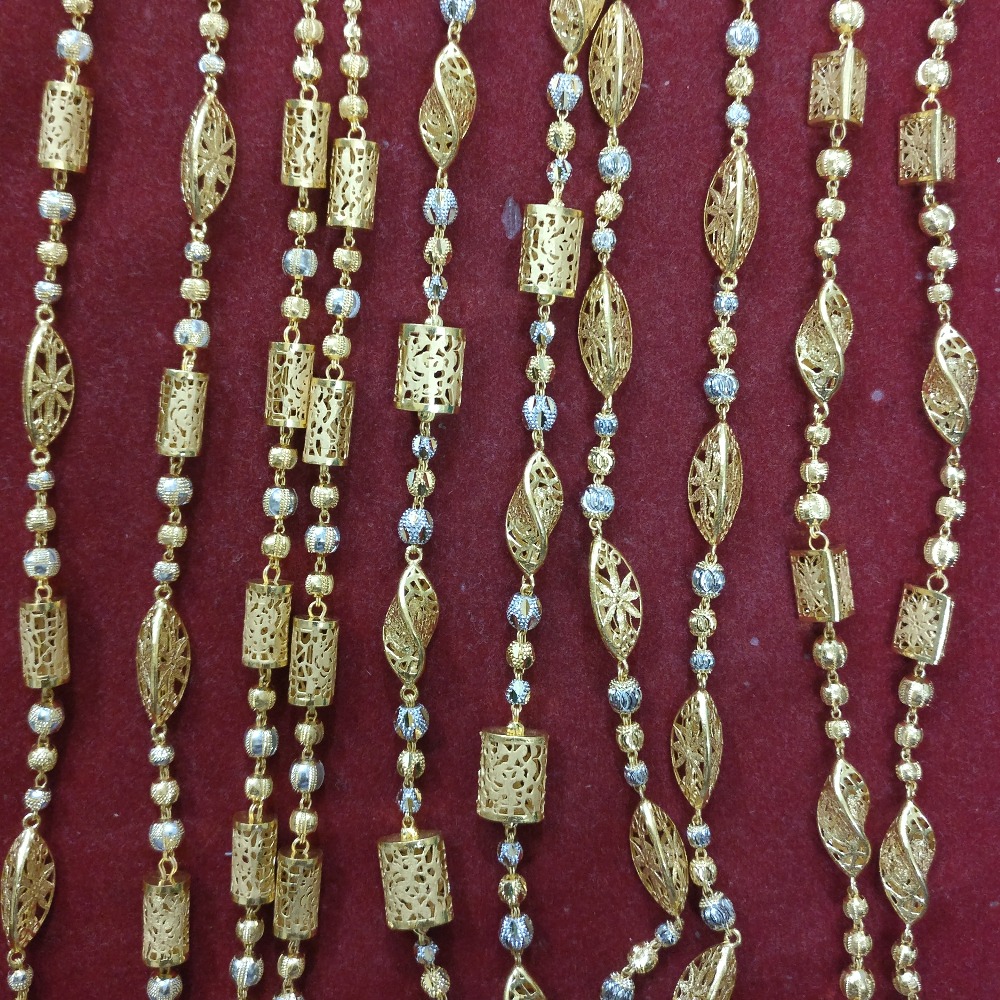 916 Gold Fancy Mala With White Beaded Para