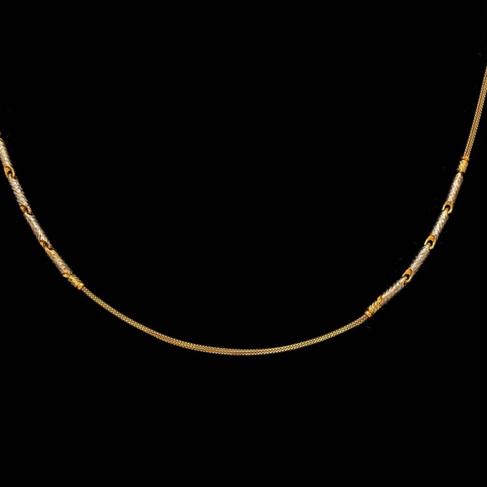 22 Kt Yellow Gold Necklace Curb Hot Selling 2 Tone Chain 14g