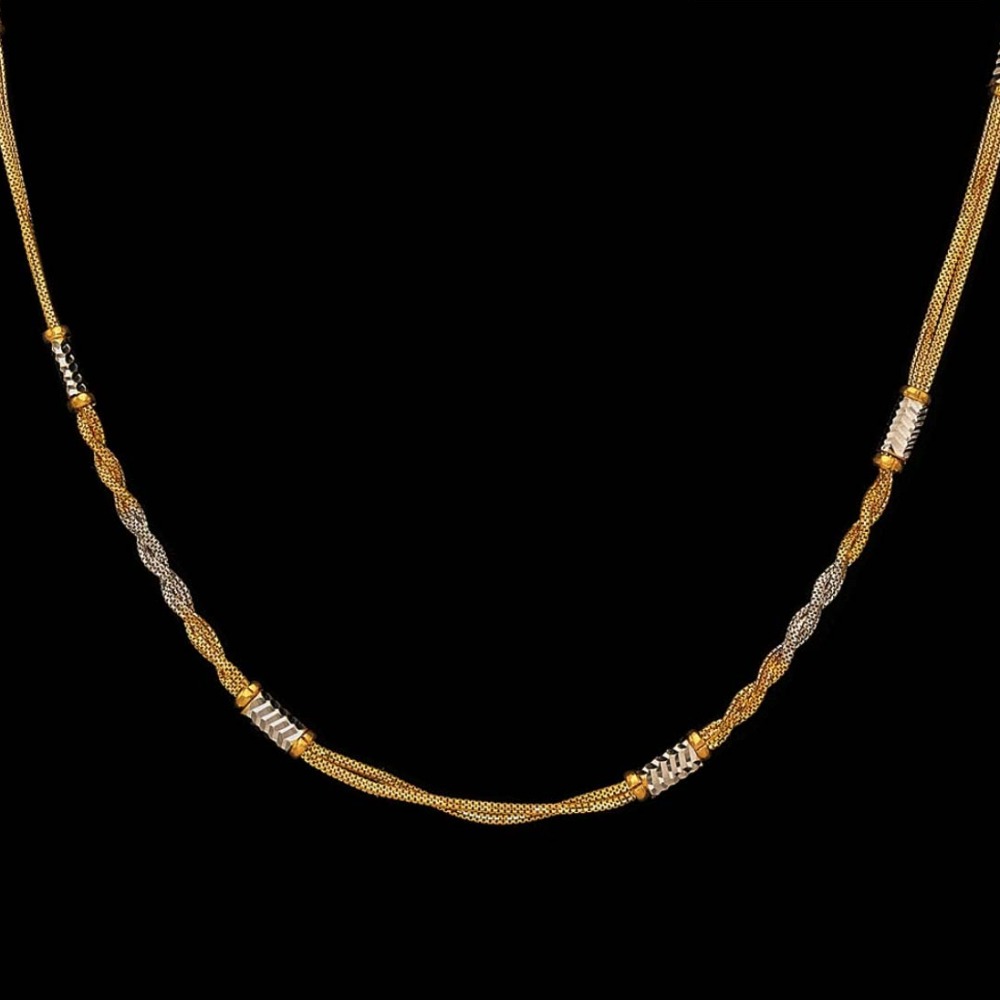 22 Kt Yellow Gold Necklace Curb Double Line Twist Chain 24 Grams