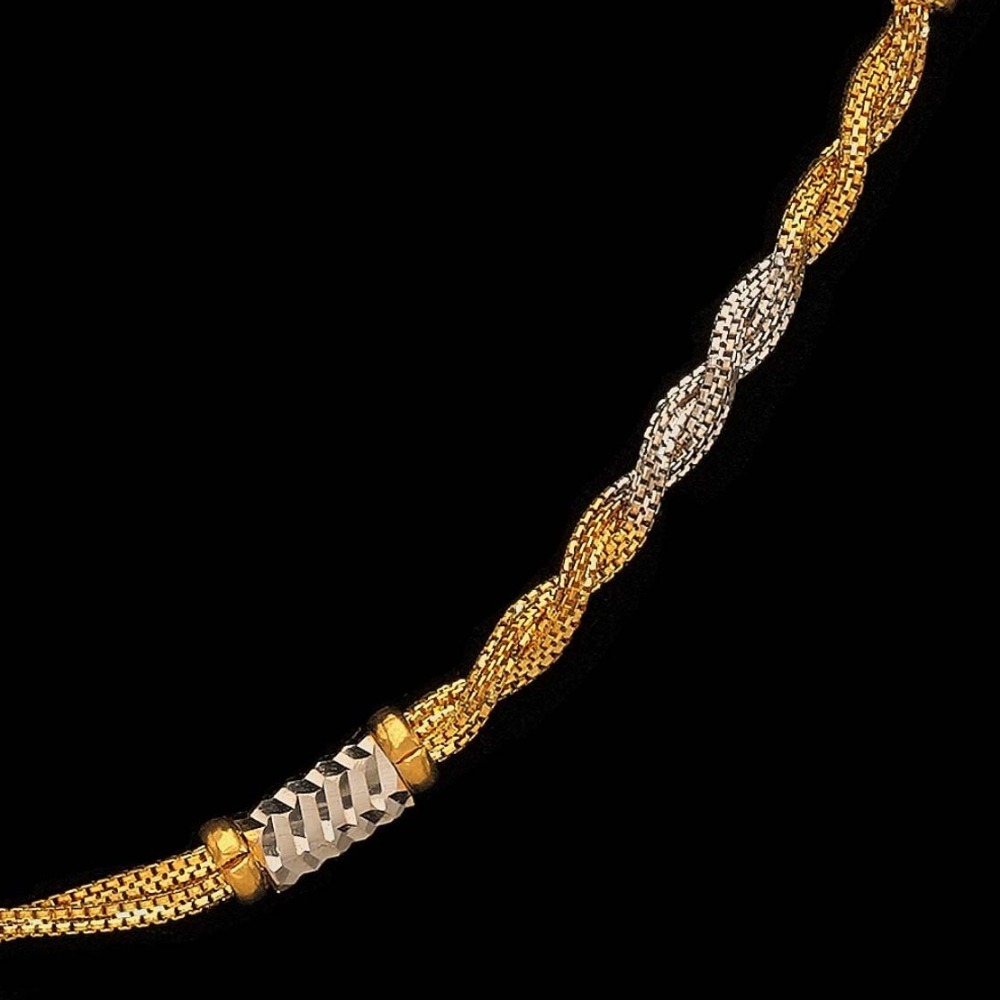 22 Kt Yellow Gold Necklace Curb Double Line Twist Chain 24 Grams