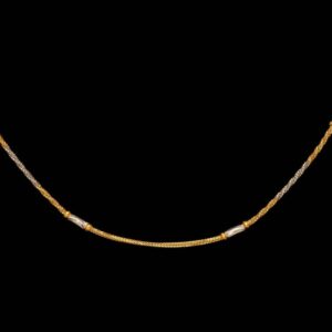22 Kt Yellow Gold Necklace Curb Cuban 2 Tone Chain 12 Grams